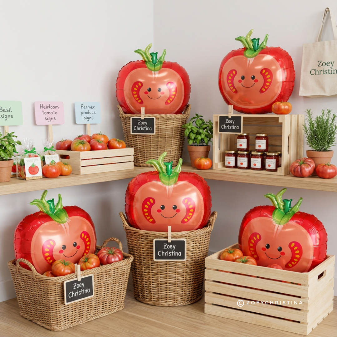 Tomato Foil Balloon – 18" | Farmers Market & Party Décor Zoey Christina Tomato Foil Balloon – 18" | Farmers Market & Party Décor Bonjour Fete - Party Supplies