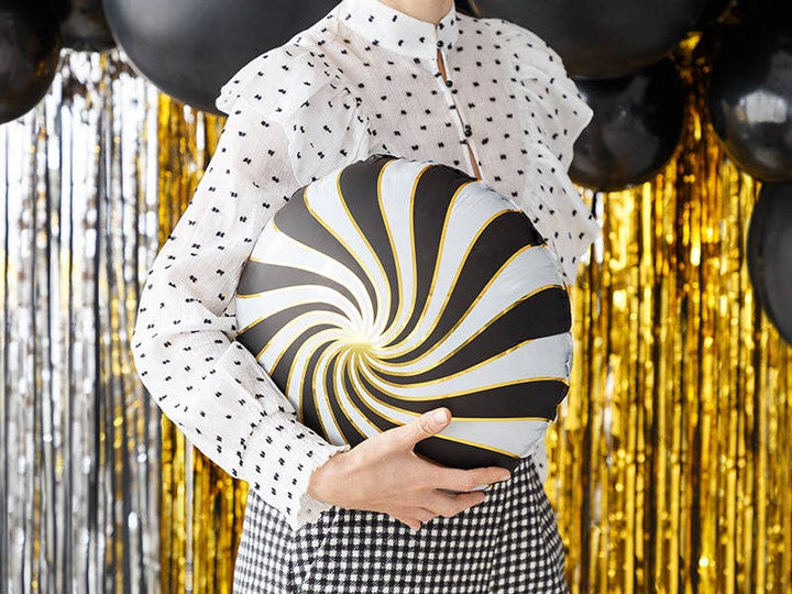 Black Candy Round Foil Balloon 18 in. PartyDeco USA THE BALLOON HUB Black Candy Round Foil Balloon 18 in. PartyDeco USA Bonjour Fete - Party Supplies