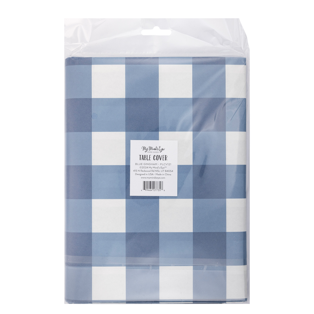 Blue Gingham Paper Table Cover Bonjour Fete Party Supplies 4th Of July Party Supplies