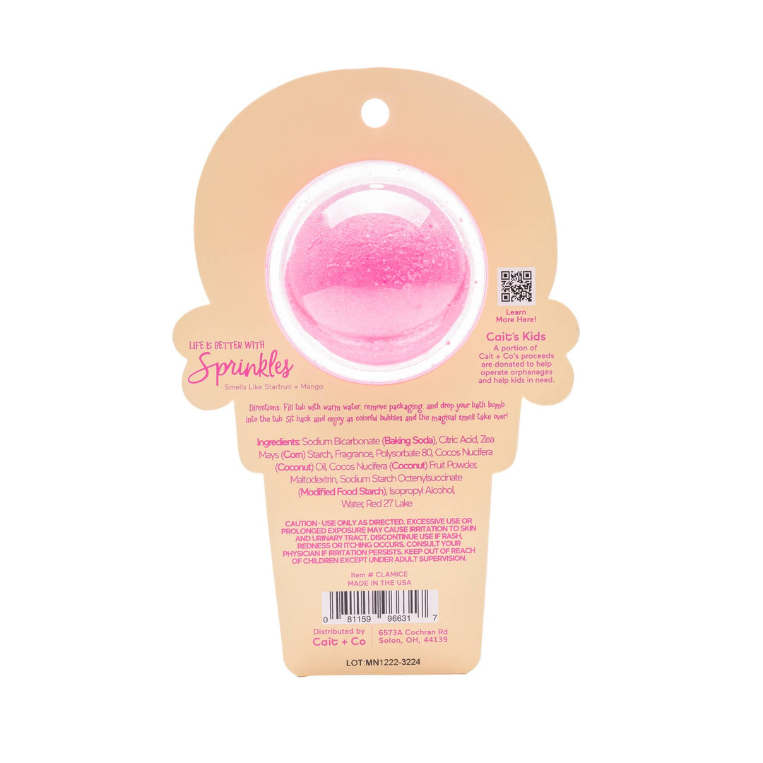 Life is Better with Sprinkles Ice Cream Clamshell Bath Bomb Cait + Co Life is Better with Sprinkles Ice Cream Clamshell Bath Bomb Bonjour Fete - Party Supplies
