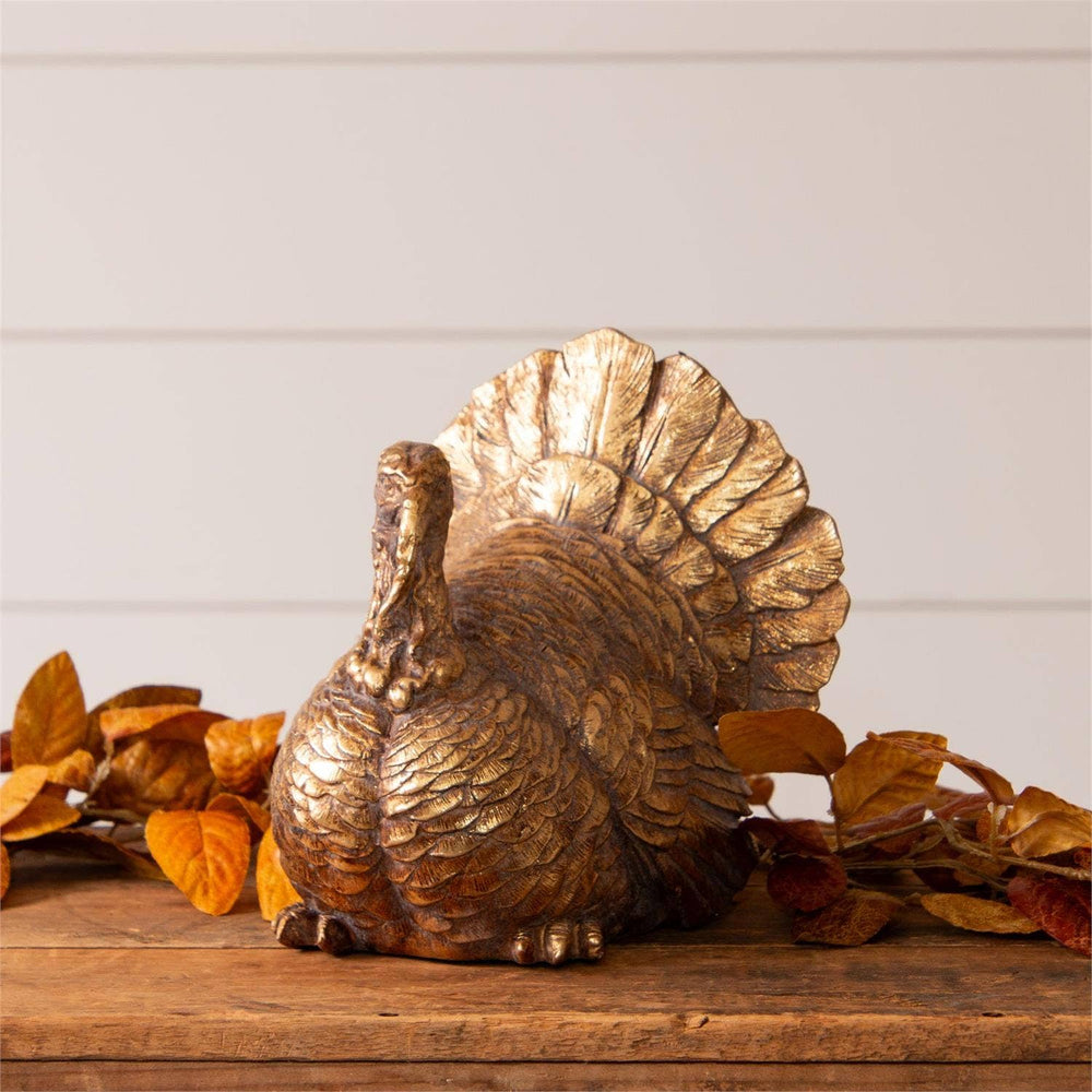 Gold Tone Turkey Figurine (PC) | Fall, Thanksgiving Decor Audrey's Home & Gift Gold Tone Turkey Figurine (PC) | Fall, Thanksgiving Decor Bonjour Fete - Party Supplies