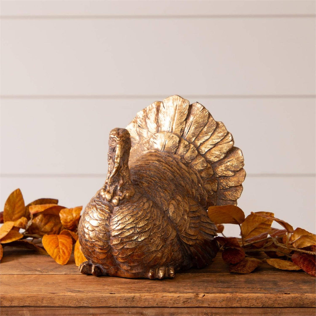 Gold Tone Turkey Figurine (PC) | Fall, Thanksgiving Decor Audrey's Home & Gift Gold Tone Turkey Figurine (PC) | Fall, Thanksgiving Decor Bonjour Fete - Party Supplies