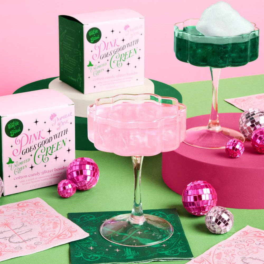Pink + Green Glitter Bombs - 4 cotton candy glitter bombs xo, Fetti Pink + Green Glitter Bombs - 4 cotton candy glitter bombs Bonjour Fete - Party Supplies