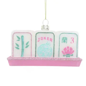 MAHJONG TILE GLASS ORNAMENT 8 Oak Lane Ornaments MAHJONG TILE GLASS ORNAMENT Bonjour Fete - Party Supplies