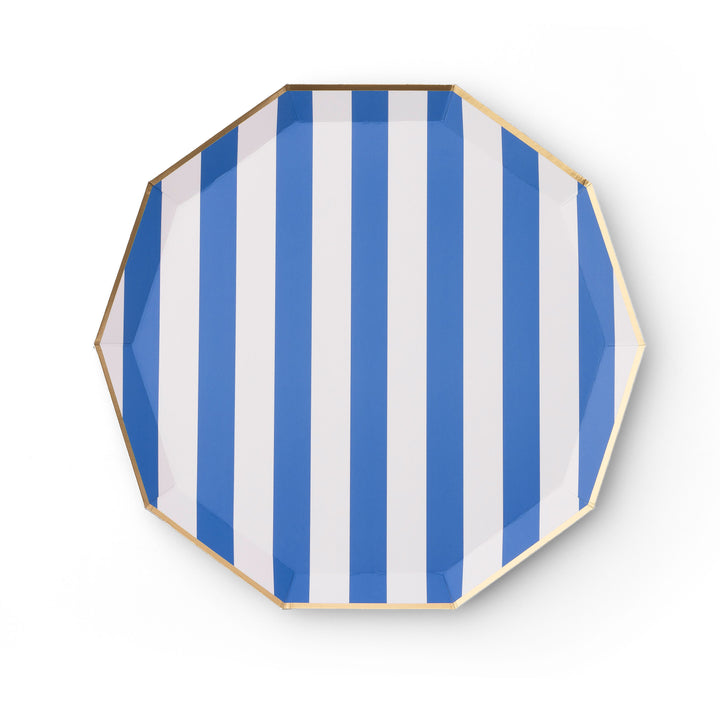 PALISADES BLUE SIGNATURE CABANA STRIPE PLATES Bonjour Fete Plates PALISADES BLUE SIGNATURE CABANA STRIPE PLATES Bonjour Fete - Party Supplies