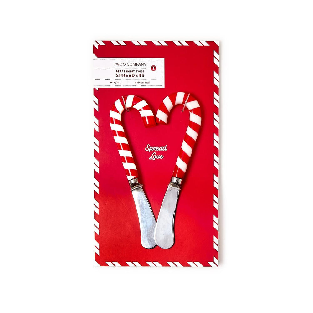 CANDY CANE SPREADER SET Two's Company Christmas Holiday Kitchen & Entertaining Bonjour Fete - Party Supplies