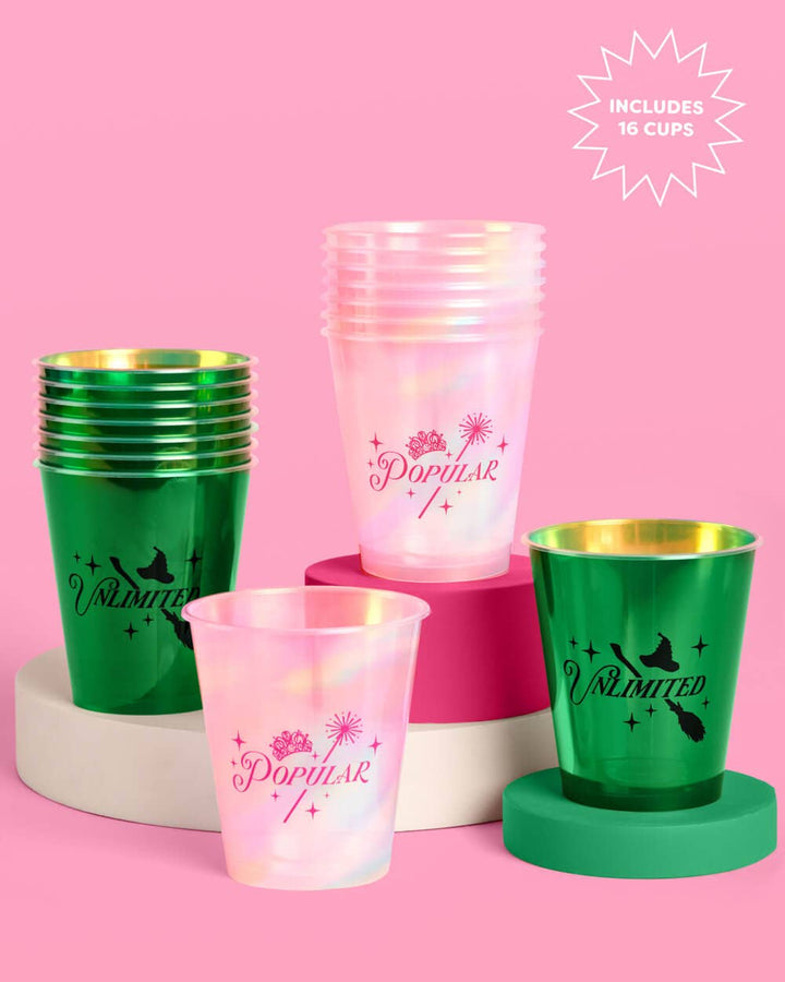 Emerald City Cups - 16 plastic cups,Emerald City Cupcake Set - 24 sets of liners + toppers, wizard, witch, pink, green xo, Fetti Emerald City Cups - 16 plastic cups,Emerald City Cupcake Set - 24 sets of liners + toppers, wizard, witch, pink, green Bonjour Fete - Party Supplies
