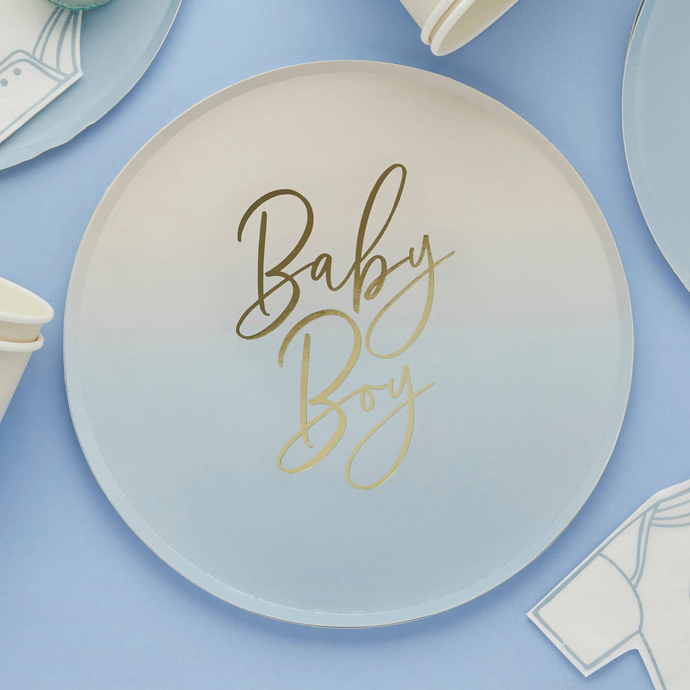 Baby Blue Paper Plates Bonjour Fete Party Supplies Baby Shower