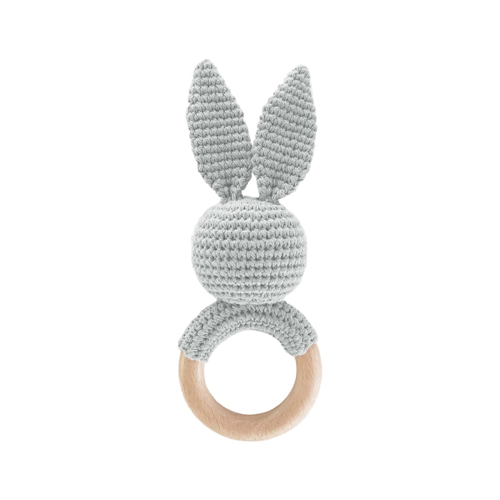Teether Bunny Grey Cotton Rattle Baby Gift Spring The Blueberry Hill Teether Bunny Grey Cotton Rattle Baby Gift Spring Bonjour Fete - Party Supplies
