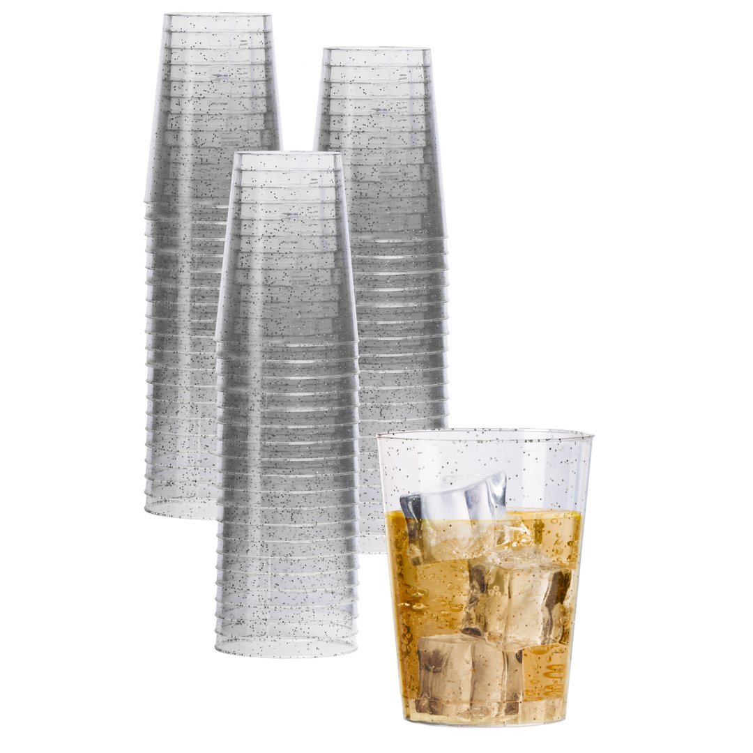 Silver Sparkle Reusable Tumblers Bonjour Fete Party Supplies New Year's Eve Party Supplies