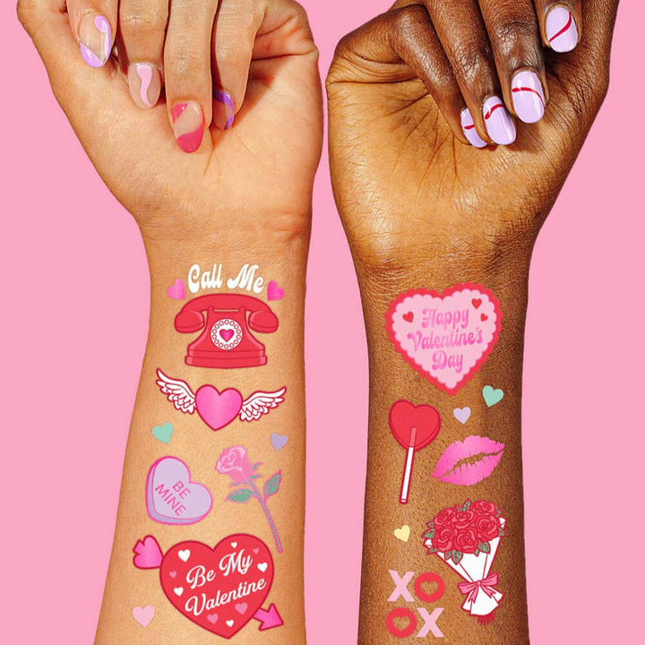 Valentines Day Temporary Tattoos, Galentines Heart Favors xo, Fetti Valentines Day Temporary Tattoos, Galentines Heart Favors Bonjour Fete - Party Supplies