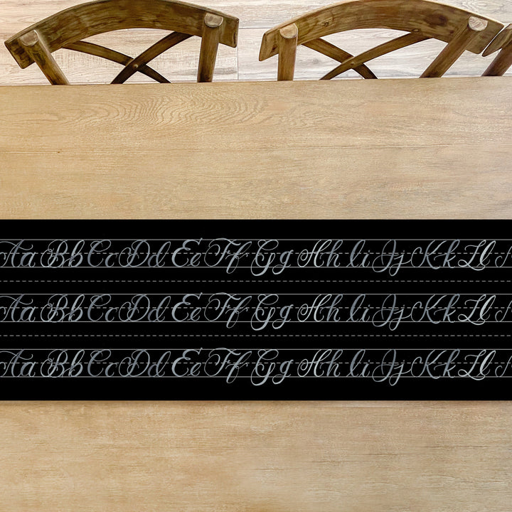 Chalkboard Alphabet Table Runner Cami Monet Table Runners Chalkboard Alphabet Table Runner Bonjour Fete - Party Supplies