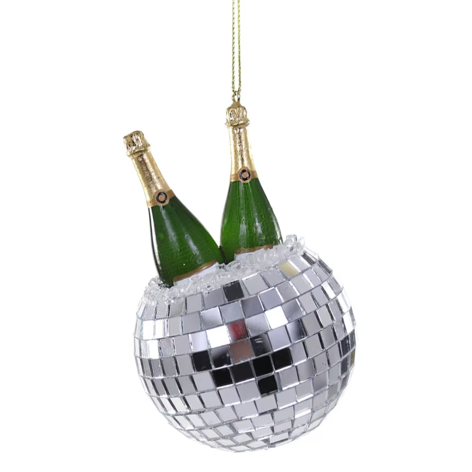 CHAMPAGNE IN DISCO BALL ORNAMENT BY CODY FOSTER Cody Foster Co. Christmas Ornament Bonjour Fete - Party Supplies