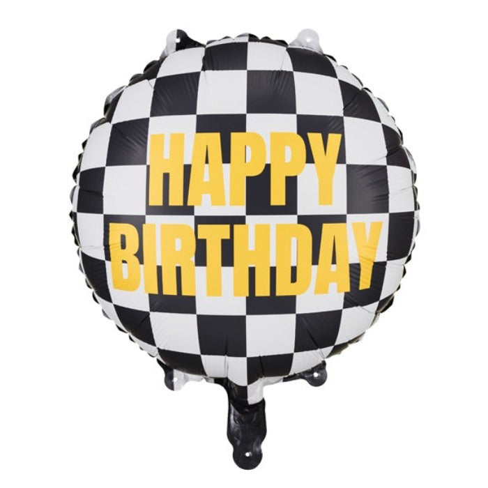 Checkered Happy Birthday Balloon Bonjour Fete Party Supplies Foil Balloons