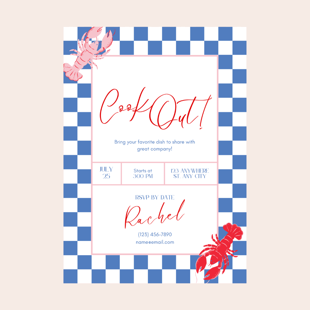 CHECKERED LOBSTER DIGITAL PARTY INVITATION DOWNLOAD Bonjour Fête CHECKERED LOBSTER DIGITAL PARTY INVITATION DOWNLOAD Bonjour Fete - Party Supplies