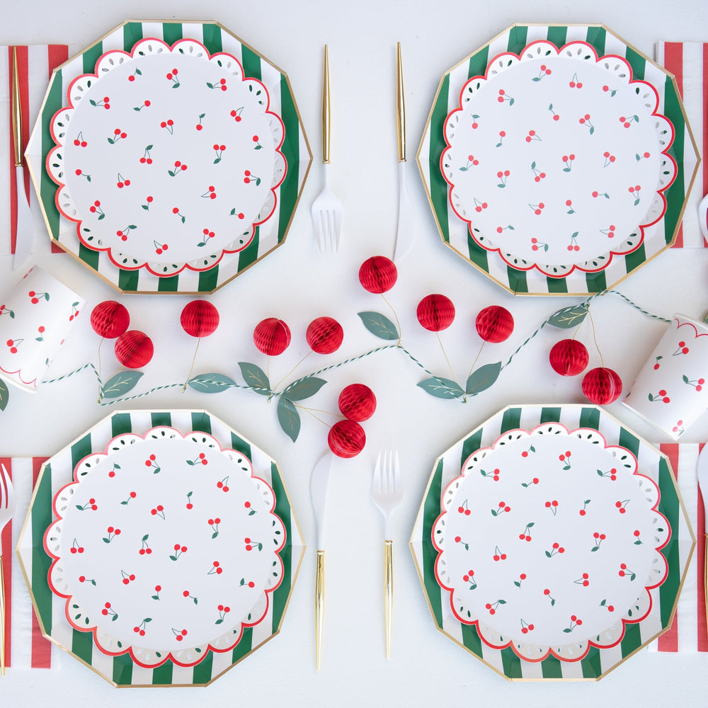 CHERRY HONEYCOMB GARLAND Meri Meri Garlands & Banners CHERRY HONEYCOMB GARLAND Bonjour Fete - Party Supplies