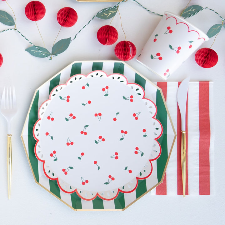 CHERRY PATTERN CUPS Meri Meri Cups CHERRY PATTERN CUPS Bonjour Fete - Party Supplies
