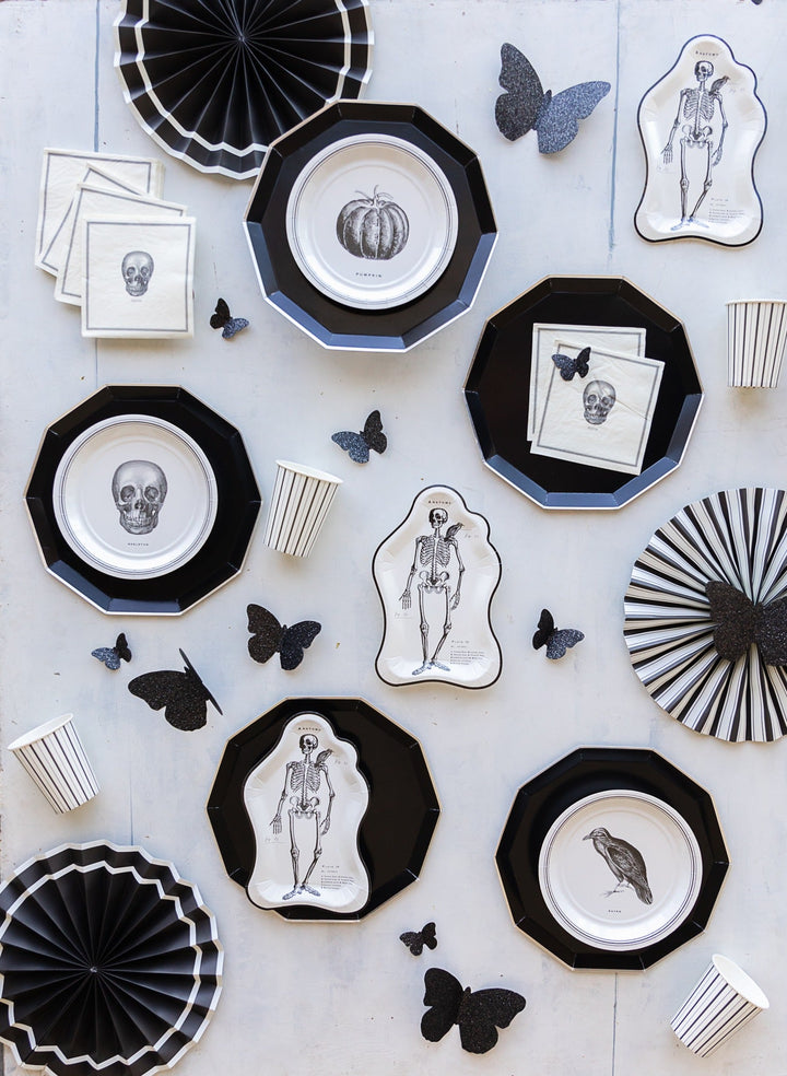 ELEGANT SKELETON SHAPED PLATE My Mind’s Eye Halloween Party Supplies Bonjour Fete - Party Supplies