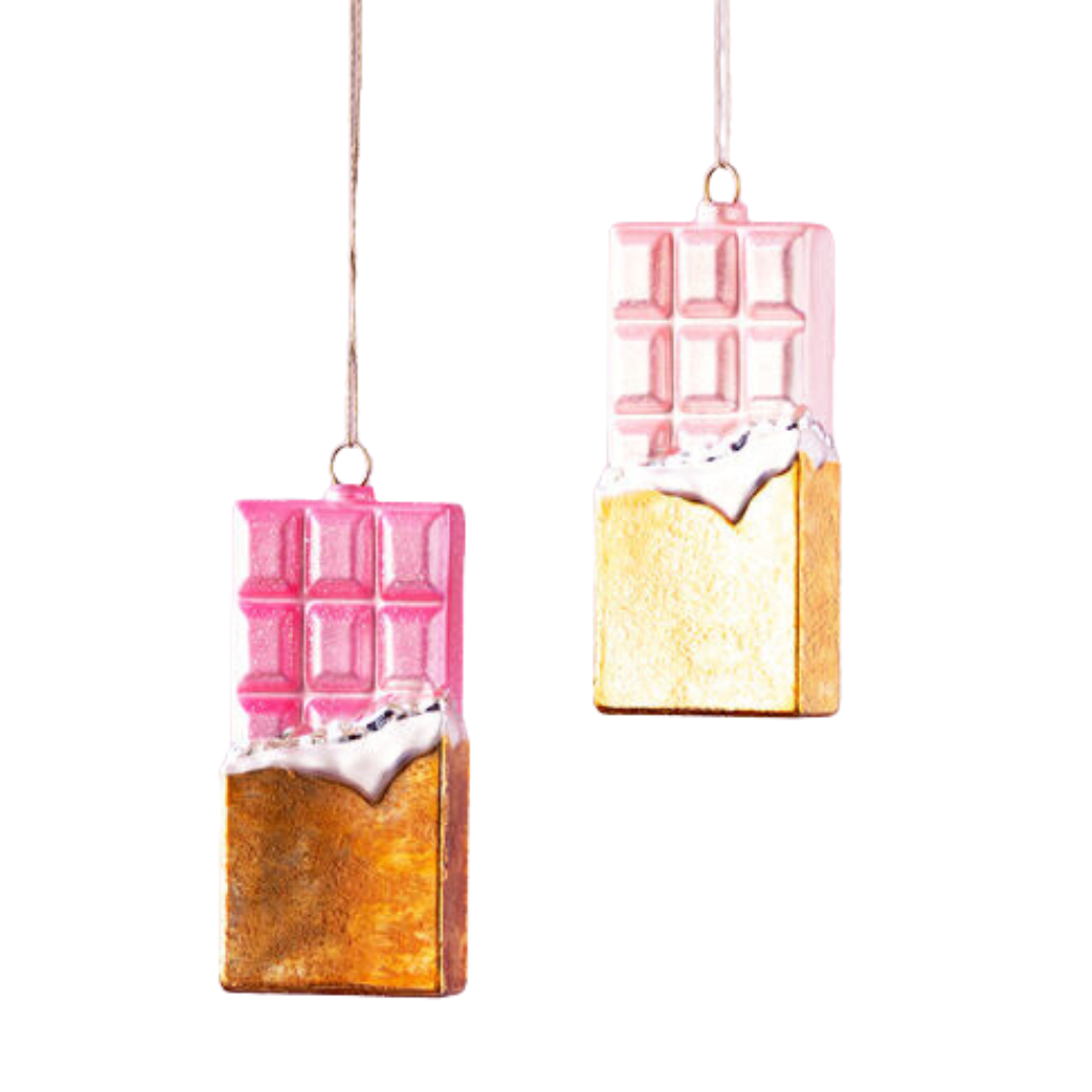 CHOCOLATE BAR GLASS ORNAMENT BY GLITTERVILLE Glitterville Christmas Ornament Bonjour Fete - Party Supplies