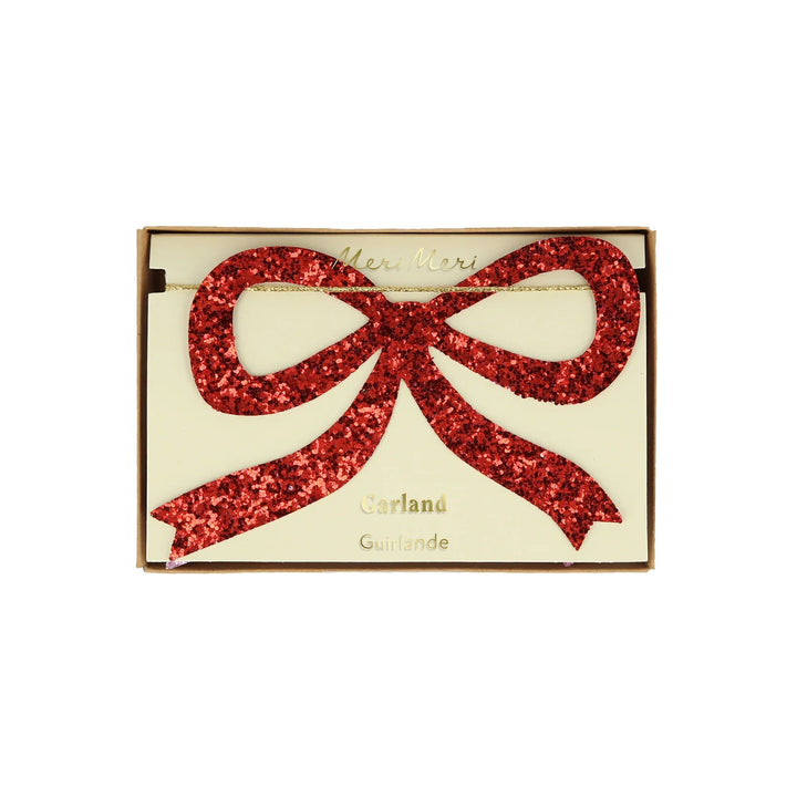 RED & PINK GLITTER BOW GARLAND Meri Meri Bonjour Fete - Party Supplies