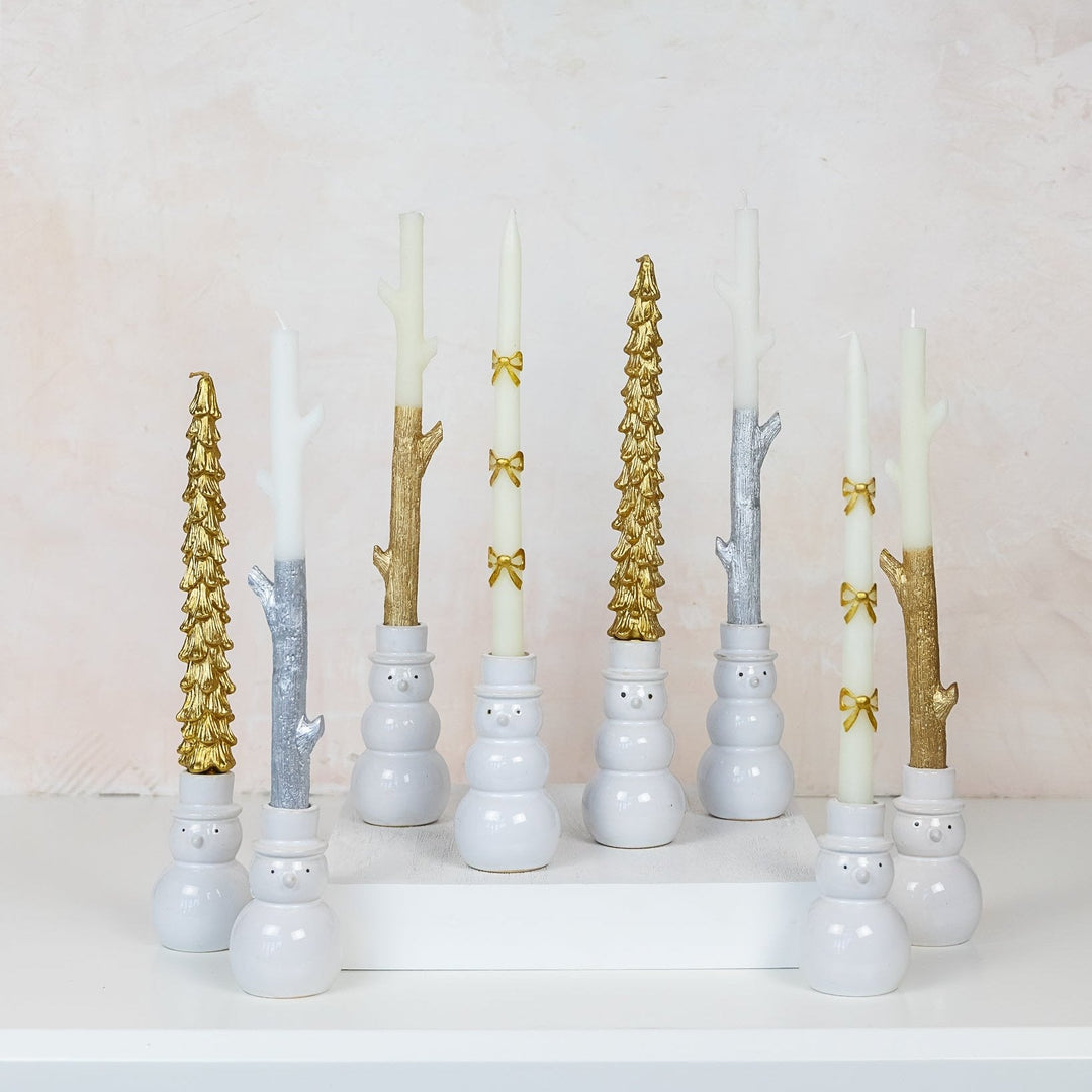 GOLD TREE SHAPED TAPER CANDLES Creative Co-op Christmas Holiday Kitchen & Entertaining GOLD TREE SHAPED TAPER CANDLES Bonjour Fete - Party Supplies
