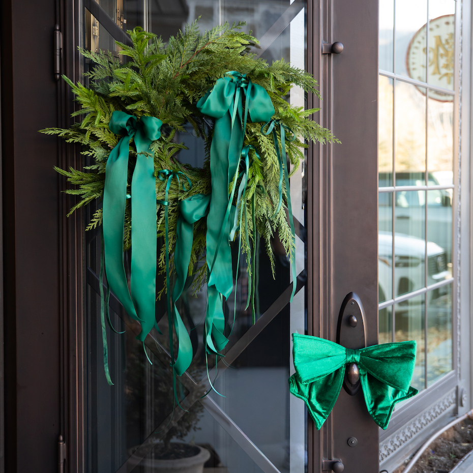 GREEN OUTDOOR VELVET UV BOW Regency International Ribbon & Twine GREEN OUTDOOR VELVET UV BOW Bonjour Fete - Party Supplies