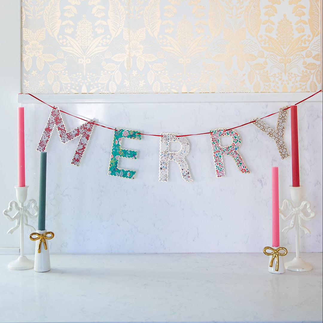 MERI MERI X LIBERTY MERRY CHRISTMAS GARLAND SET Meri Meri Christmas Holiday Party Decorations MERI MERI X LIBERTY MERRY CHRISTMAS GARLAND SET Bonjour Fete - Party Supplies
