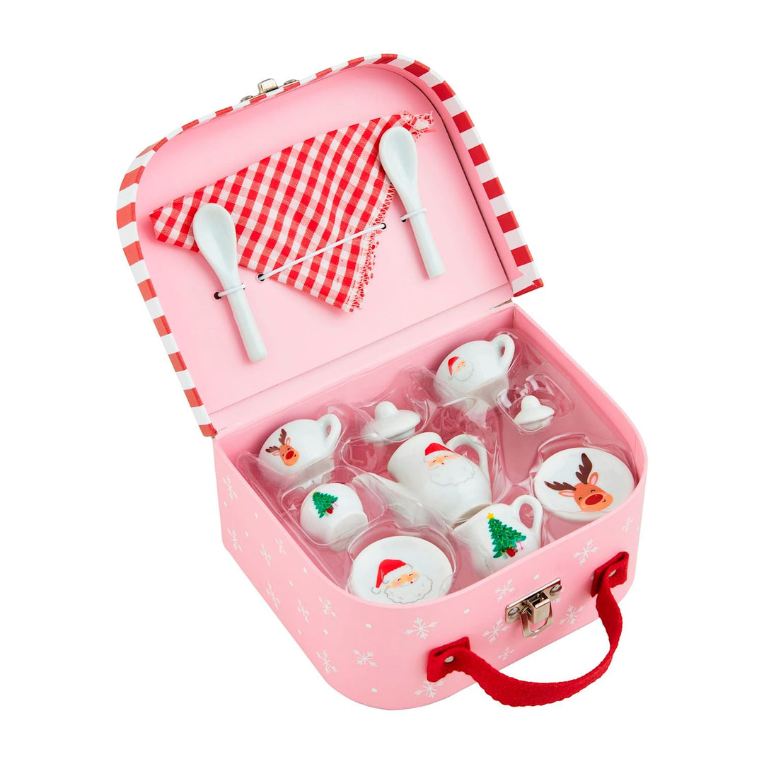 CHRISTMAS TEA SUITCASE SET Mud Pie Holiday Toys & Books Bonjour Fete - Party Supplies