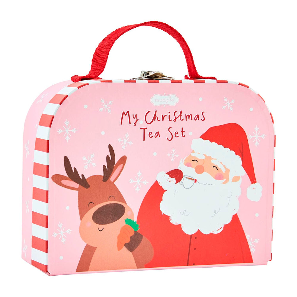 CHRISTMAS TEA SUITCASE SET Mud Pie Holiday Toys & Books Bonjour Fete - Party Supplies