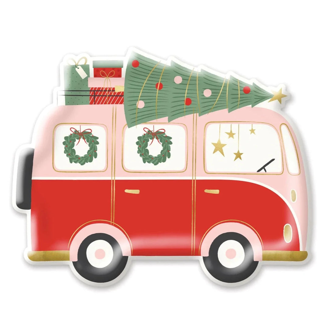CHRISTMAS VAN SHAPED PLATES My Mind's Eye Bonjour Fete - Party Supplies