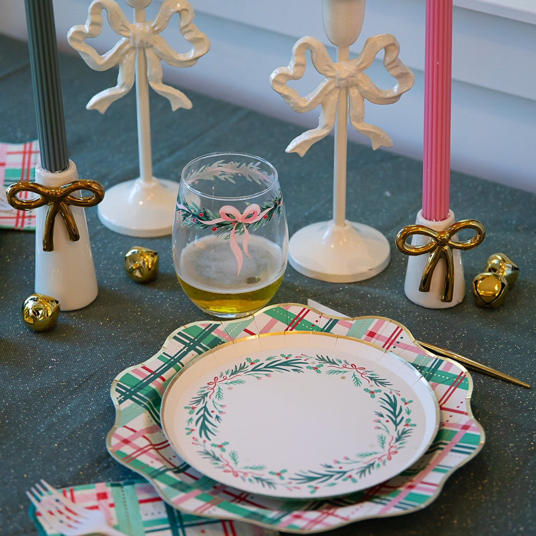 COQUETTE GOLD BOW CANDLE HOLDER Accent Decor COQUETTE GOLD BOW CANDLE HOLDER Bonjour Fete - Party Supplies