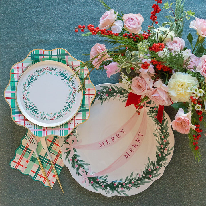MERRY MERRY HOLIDAY GARLAND PLATTER Tag Serving Trays MERRY MERRY HOLIDAY GARLAND PLATTER Bonjour Fete - Party Supplies
