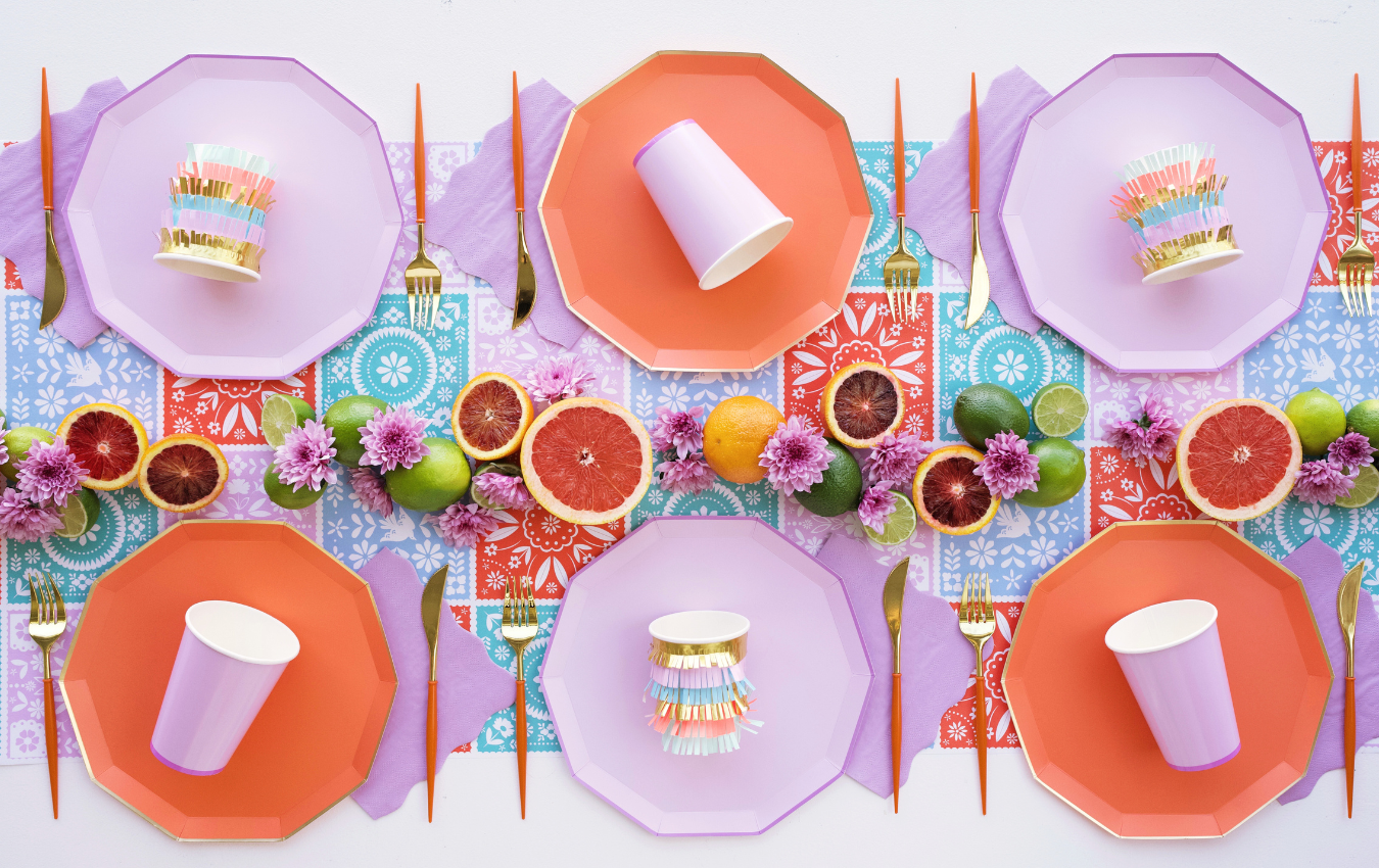 bright fiesta party supplies for a cinco de mayo party