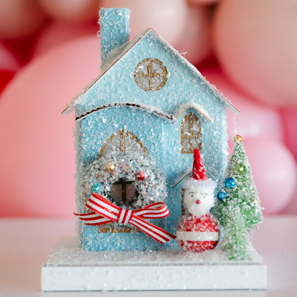 PETITE BLUE HOUSE BY CODY FOSTER Cody Foster Co. Christmas House Bonjour Fete - Party Supplies