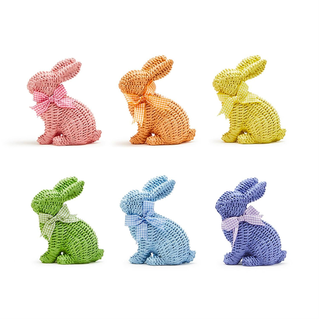 COLORFUL BASKET WEAVE BUNNY SET Two's Company Easter Home Bonjour Fete - Party Supplies