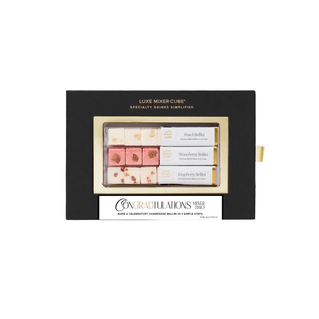 Graduation bellini mixer cubes gift box in black for a grad party