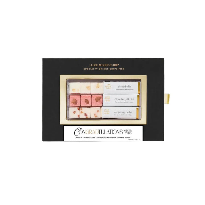 Graduation bellini mixer cubes gift box in black for a grad party