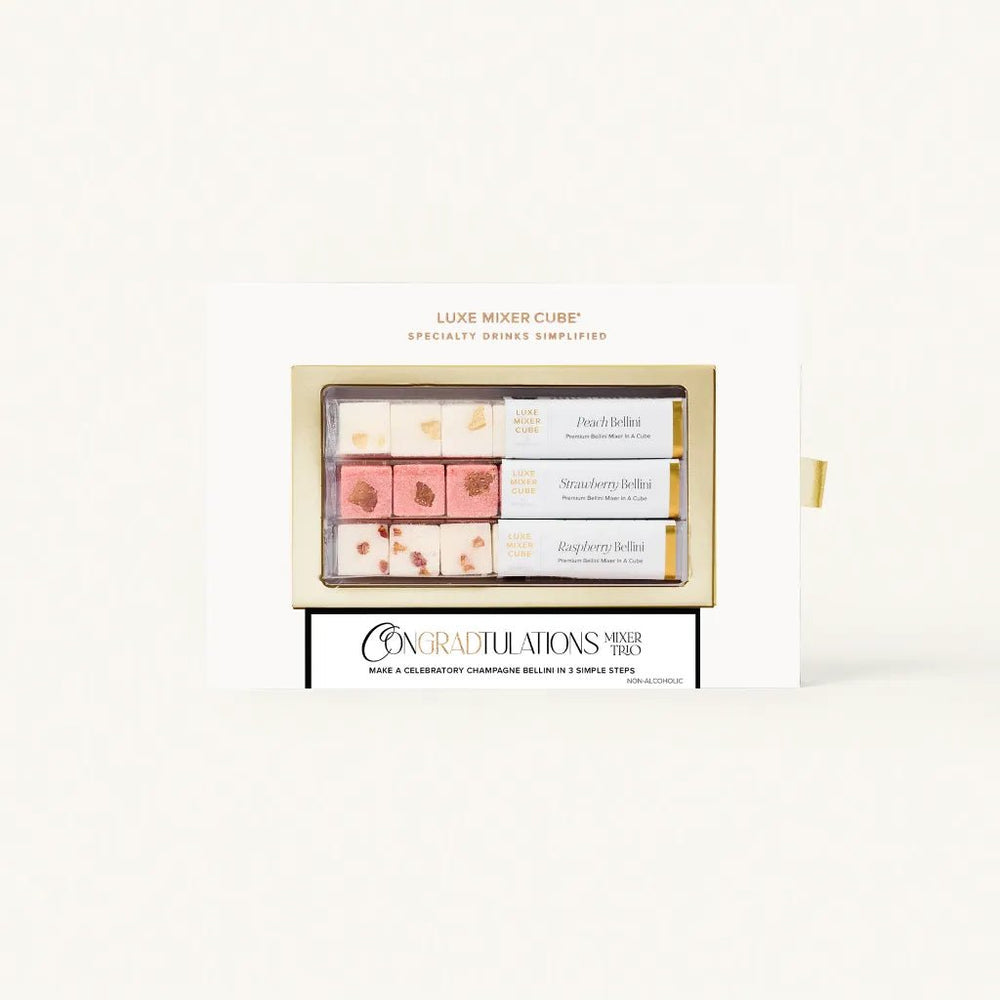 Graduation bellini mixer cubes gift box in cream for a grad party