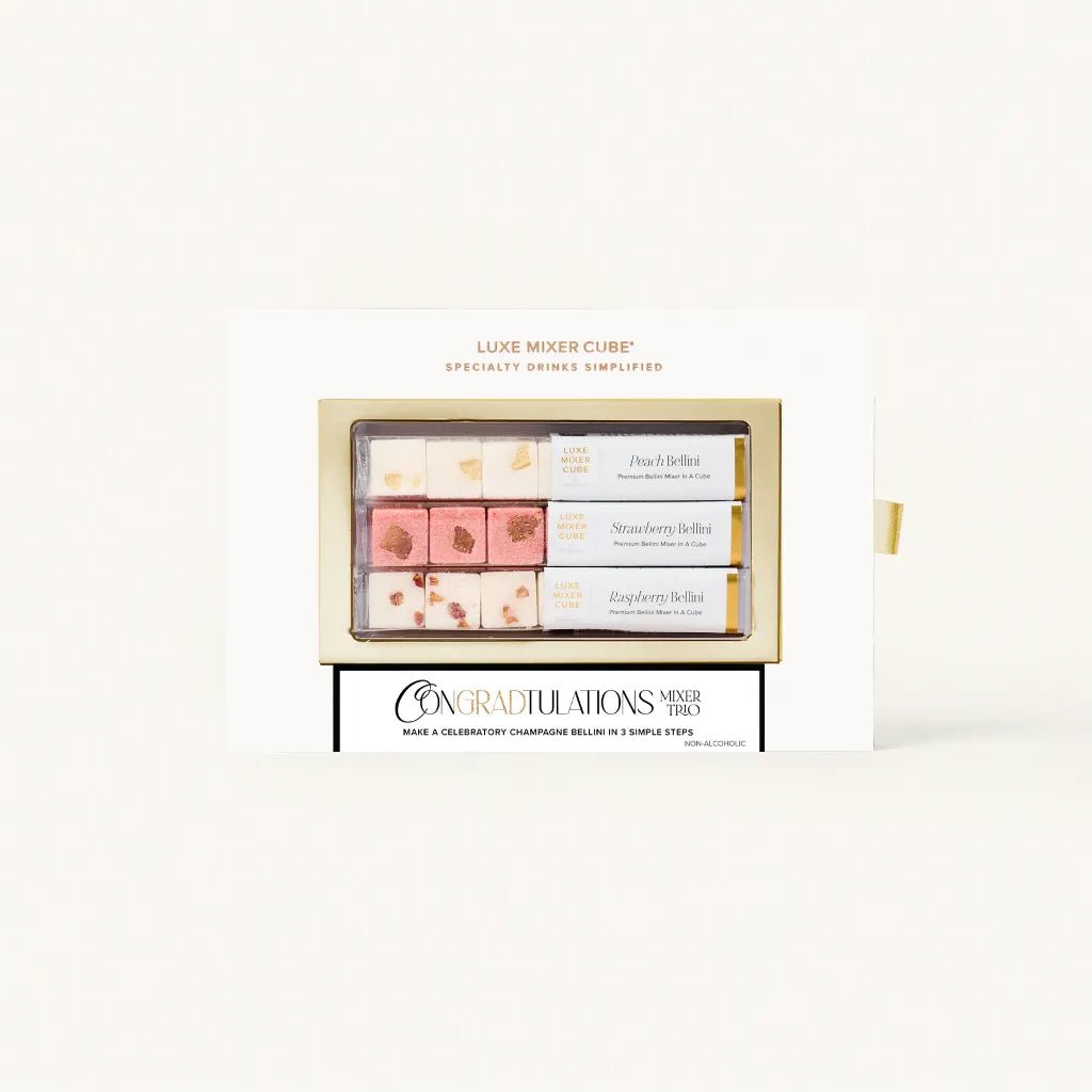 Graduation bellini mixer cubes gift box in cream for a grad party
