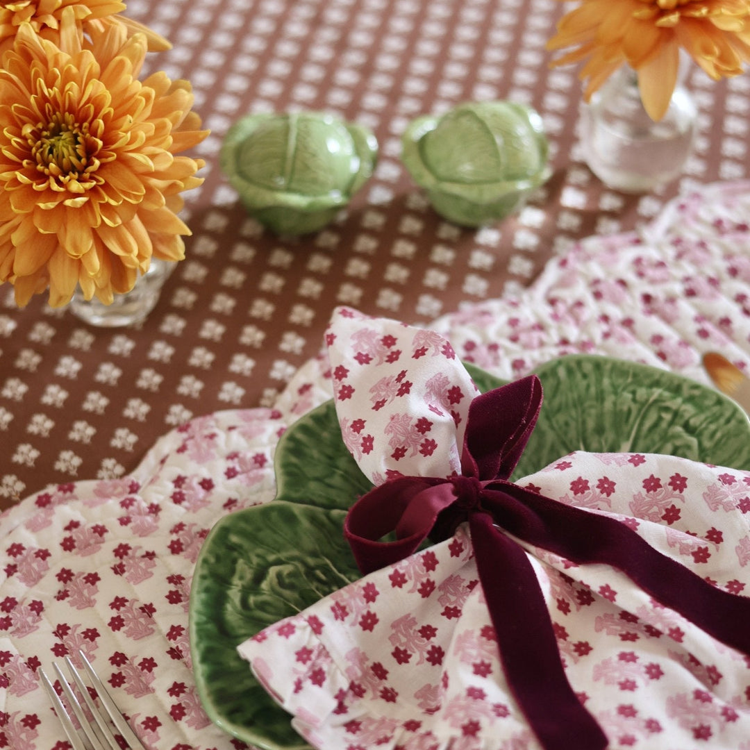 Constance Chocolate Round Tablecloth with Ruffle