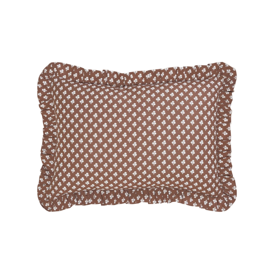 Constance Chocolate Ruffled Lumbar Pillow