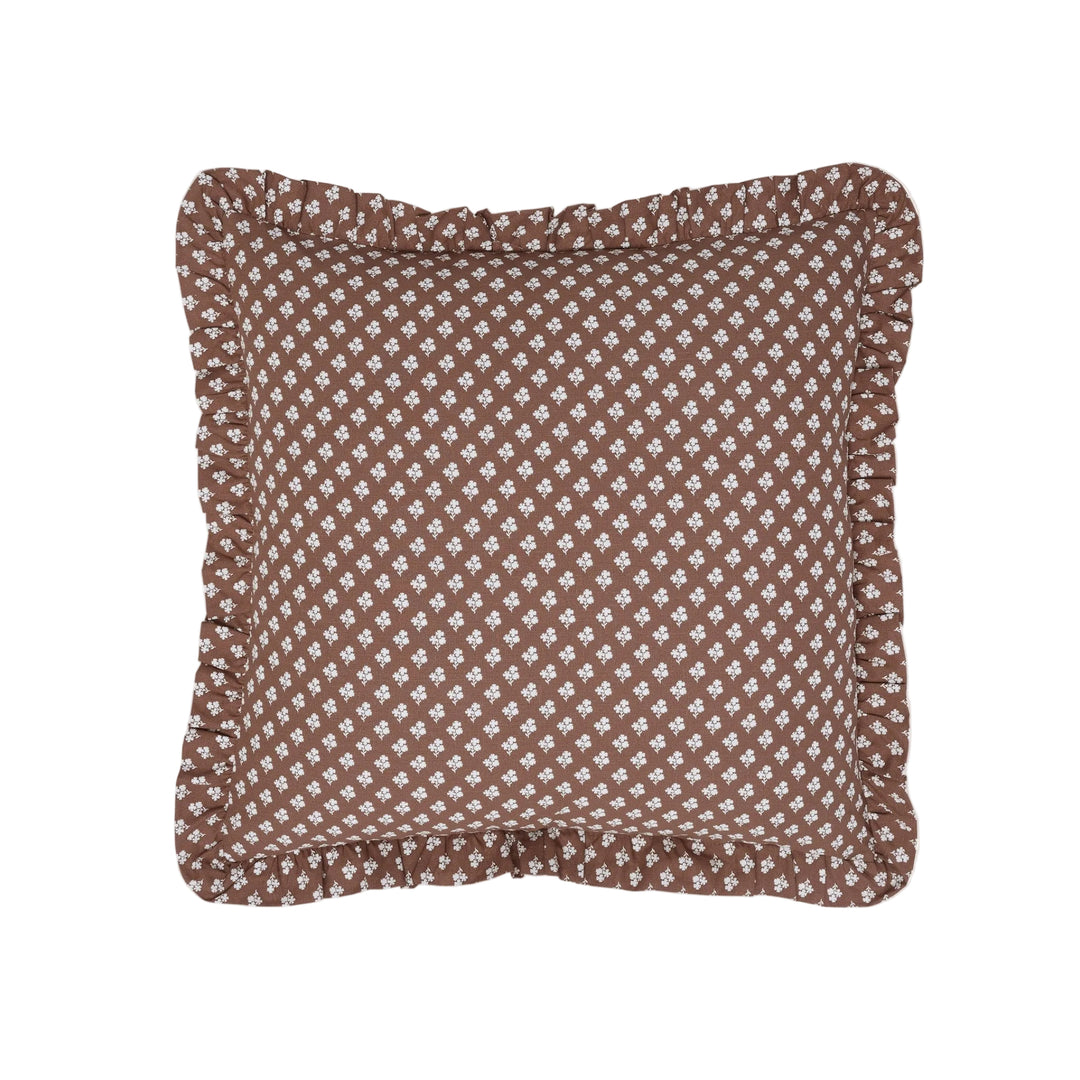 Constance Chocolate Ruffled Throw Pillow