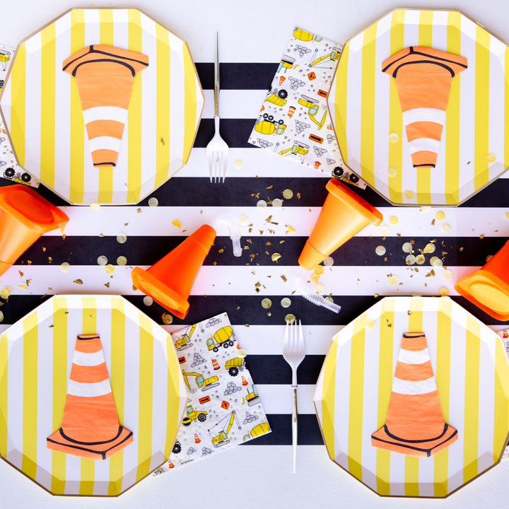 SOLEIL YELLOW SIGNATURE CABANA STRIPE PLATES Bonjour Fete Plates SOLEIL YELLOW SIGNATURE CABANA STRIPE PLATES Bonjour Fete - Party Supplies