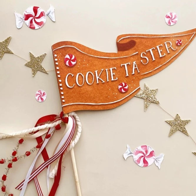 COOKIE TASTER CHRISTMAS PARTY PENNANT Cami Monet Christmas Favor Bonjour Fete - Party Supplies