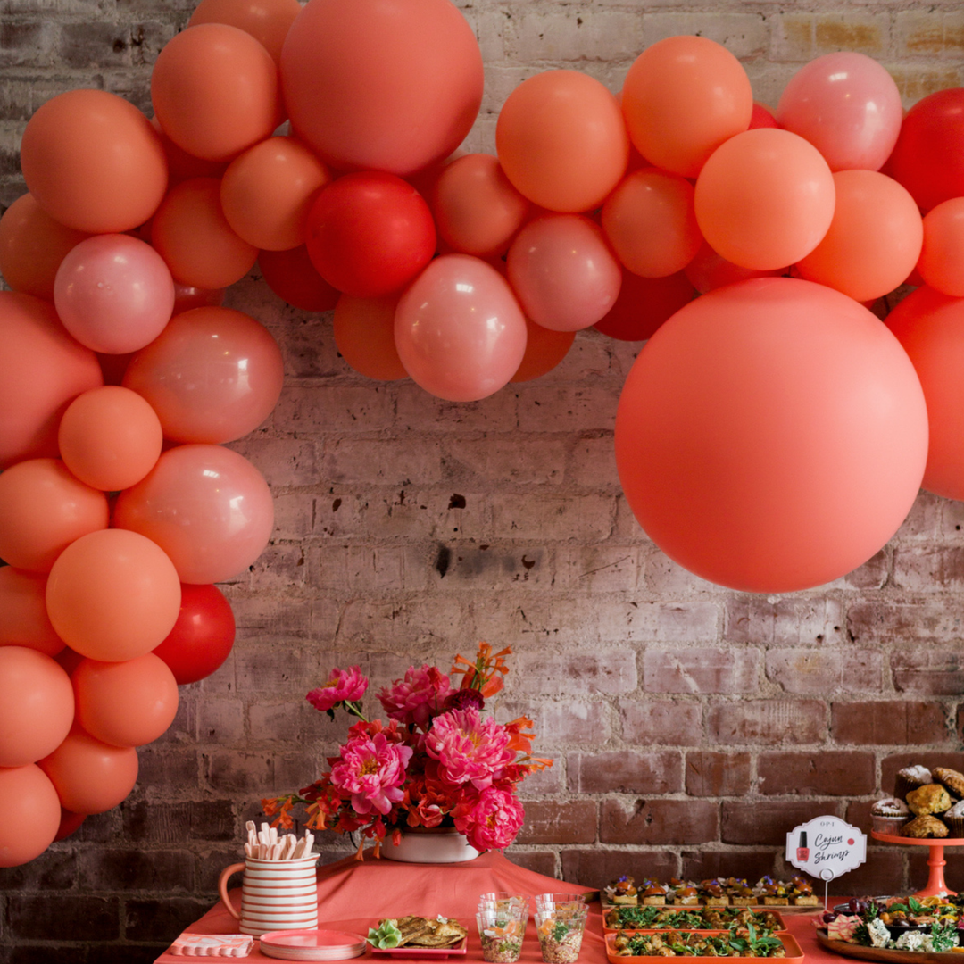 Coral balloon garland indoor balloon decoration ideas balloon backdrop ideas - Los Angeles balloon installation