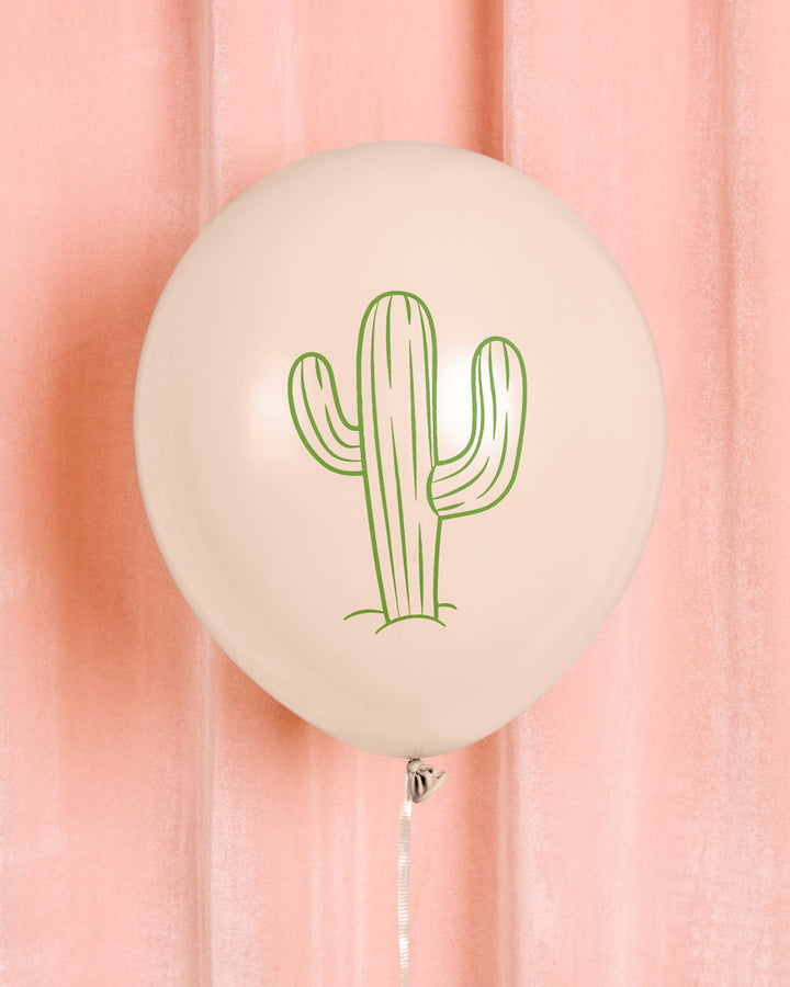 Single tan cowboy latex balloon with a horseshoe print
