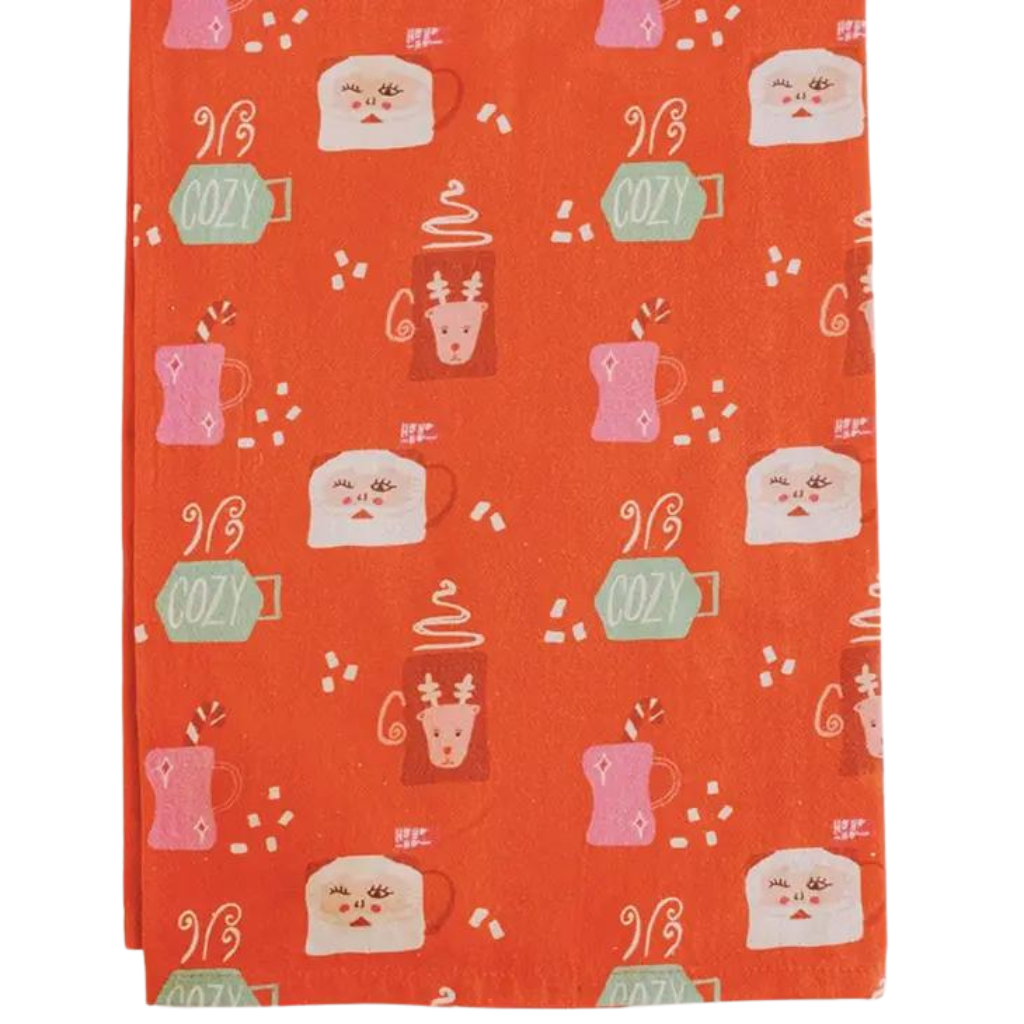 COZY MUGS CHRISTMAS FLOUR SACK TOWEL Doe A Deer Bonjour Fete - Party Supplies