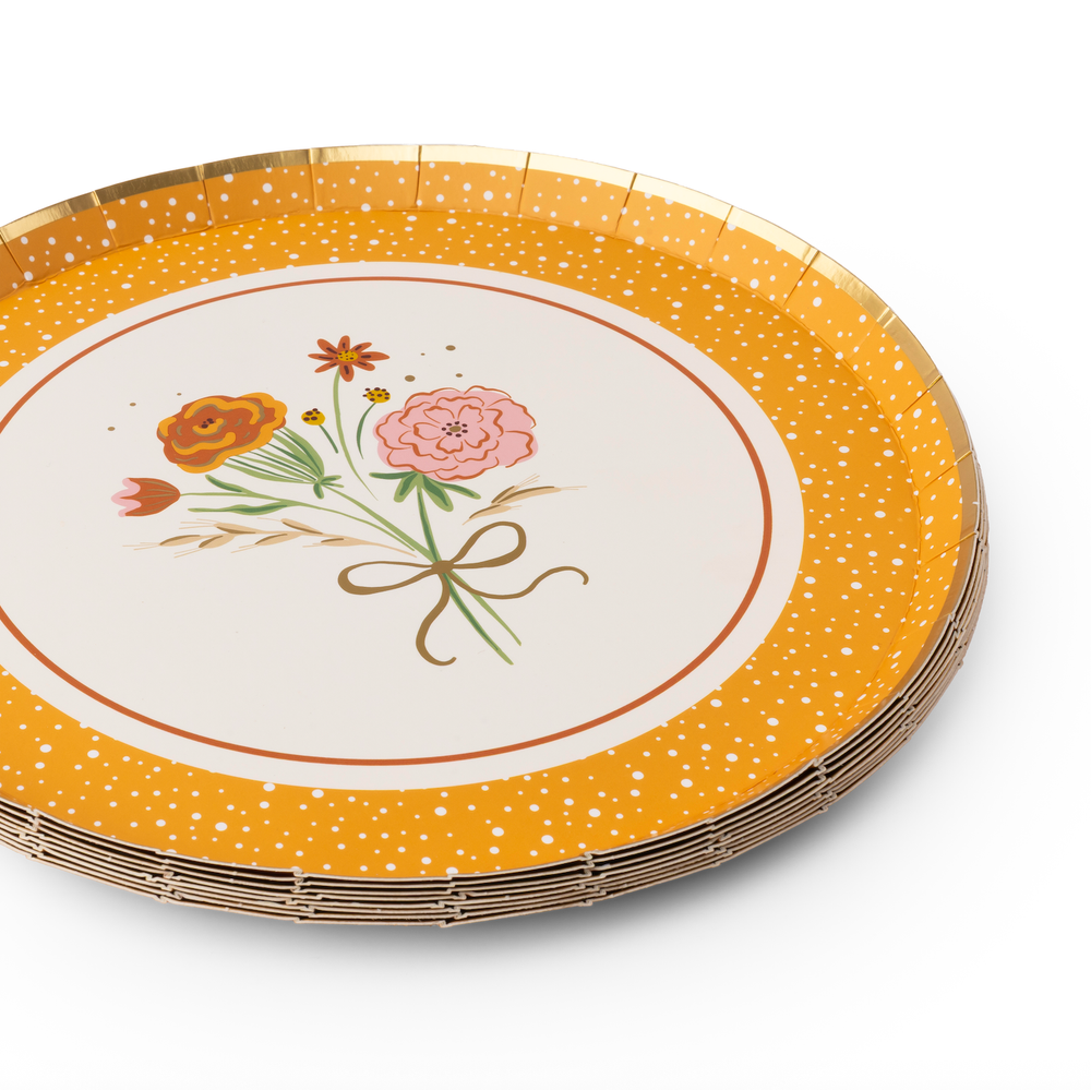 COZY FALL FLORALS DESSERT PLATES Bonjour Fete Plates COZY FALL FLORALS DESSERT PLATES Bonjour Fete - Party Supplies