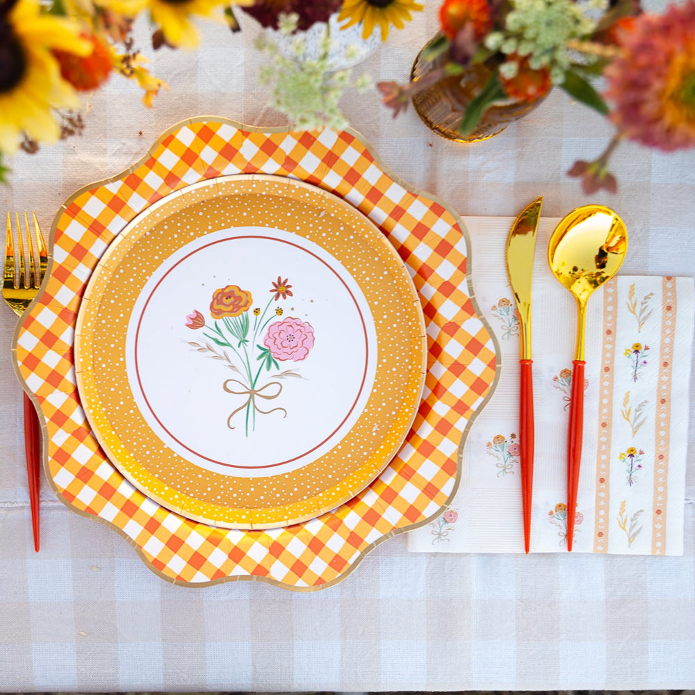 COZY FALL FLORALS DESSERT PLATES Bonjour Fete Plates COZY FALL FLORALS DESSERT PLATES Bonjour Fete - Party Supplies