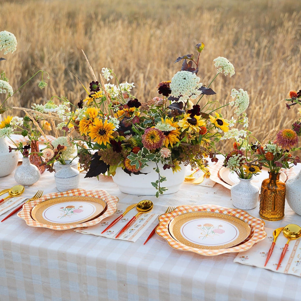 Elegant fall plaid dinner plates for a fall or Thanksgiving party